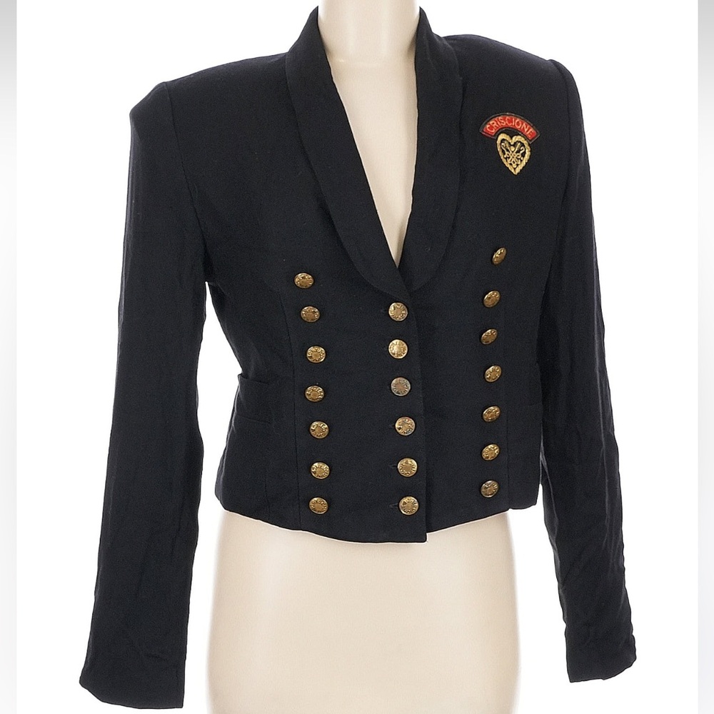 Criscione vintage blazer jacket triple breasted gold buttons statement 90s y2k